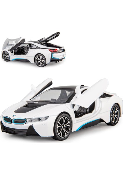 1/24 Bmw I8 Model Araba Için Uyumlu, Çinko Alaşım Geri Çekin Oyuncak Araba Çocuklar Için Ses ve Işık ile Erkek Kız Hediye (Beyaz) (Yurt Dışından)
