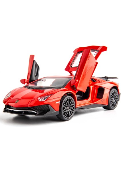 1:32 Lamborghini LP750 Modeline Uyumlu Çocuklar Için Sesli ve Işıklı Geri Çekmeli Araba Oyuncak Araba Erkek Kız, Metal Gövde, Kapı Açık, Kırmızı (Yurt Dışından)
