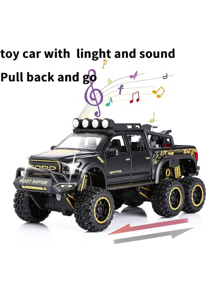 Erkek Çocuk Oyuncak Pikap Kamyonetler F150 Raptor Diecast Metal Model Araba Sesli ve Işıklı 3 Yaş ve Üzeri Çocuklar Için Siyah (Yurt Dışından)
