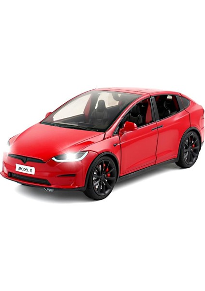 1:24 Ölçekli Tesla Model x Alaşım Araba Modeli Çocuklar Için Döküm Oyuncak Araçlar, Tesla Araba Modeli x Martı Kanat Kapısı, Işıklar ve Müzik ile Alaşım Arabayı Geri Çekin, Erkekle (Yurt Dışından)