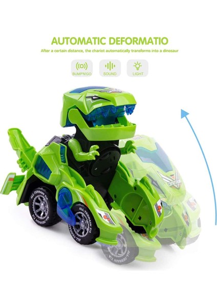 Xiletao Erkek Kız Deforme Dinozor Oyuncakları, Çocuklar Için 2'si 1 Arada Dinozor Oyuncak Arabalar, Müzikli Dönüşen Dinozor LED Araba, Otomatik Dino Transformers Oyuncaklar, Erkek (Yurt Dışından) modelleri