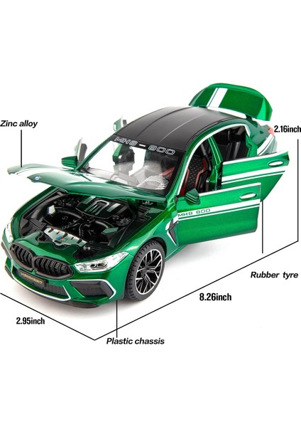 Pres Döküm Model Araba 1/24 Bmw M8 Alaşım Oyuncak Araba Geri Çekin Oyuncak Araç Ses ve Işık ile Kapı Erkek Kız Festivali Doğum Günü Hediyesi Için Açılabilir (Yeşil) (Yurt Dışından) fiyatları