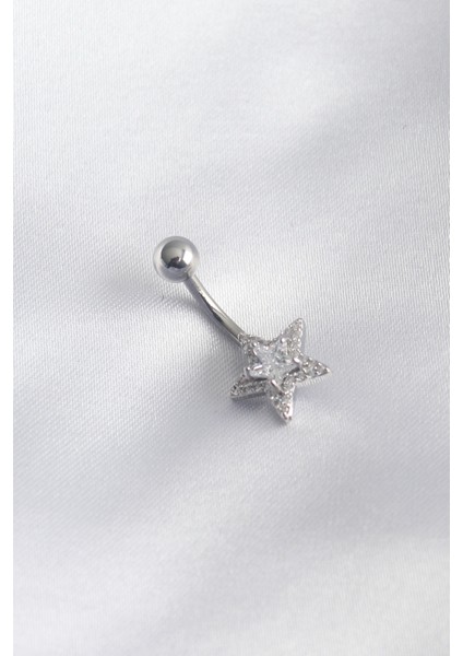 316L Cerrahi Çelik Zirkon Taşlı Yıldız Model Kadın Göbek Piercing - TJ-PR1222