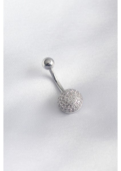 316L Cerrahi Çelik Zirkon Taş Detay Kadın Göbek Piercing - TJ-PR1224
