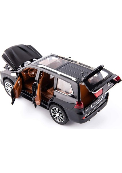 1/24 Lexus 570 Off-Road Lüks Suv Model Araba, Çinko Alaşımı Geri Çekin Büyük Oyuncak Araba Çocuklar Için Ses ve Işık ile Erkek Kız Hediye (Siyah) (Yurt Dışından)