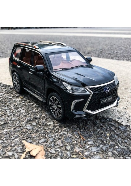 1/24 Lexus 570 Off-Road Lüks Suv Model Araba, Çinko Alaşımı Geri Çekin Büyük Oyuncak Araba Çocuklar Için Ses ve Işık ile Erkek Kız Hediye (Siyah) (Yurt Dışından)