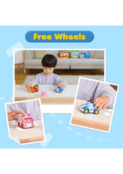 2 Paket Poli + Helly Dönüşen Robot Oyuncaklar, 4 "dönüştürülebilir Aksiyon Figürü Oyuncak, Acil Durum Araç Playset, Tatil Doğum Günü Kurtarma Ekibi Araba Oyuncakları Erkekler Kızl (Yurt Dışından)