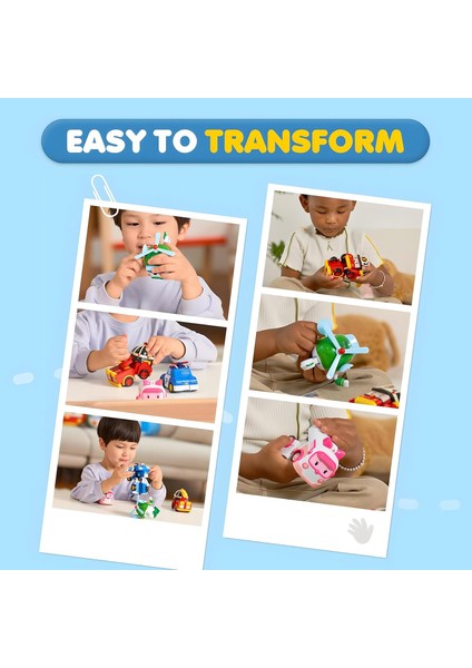 2 Paket Poli + Helly Dönüşen Robot Oyuncaklar, 4 "dönüştürülebilir Aksiyon Figürü Oyuncak, Acil Durum Araç Playset, Tatil Doğum Günü Kurtarma Ekibi Araba Oyuncakları Erkekler Kızl (Yurt Dışından)