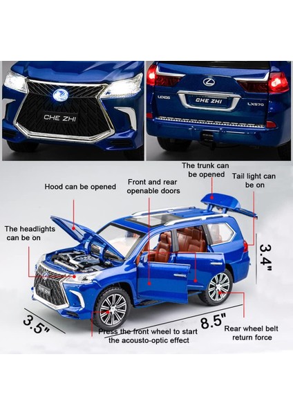 Zarif Araba Modeli 1/24 Lexus 570 Off-Road Lüks Suv Model Araba, Çinko Alaşım Geri Çekin Oyuncak Araba Çocuklar Için Ses ve Işık ile Erkek Kız Hediye (Yurt Dışından) fiyatları