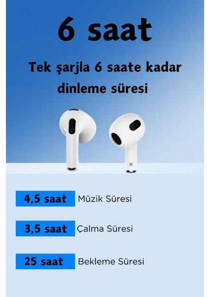 3. Nesil Kablosuz Kulakiçi Bluetooth Kulaklık Android Ios Uyumlu Mikrofonlu 3.nesil Kulaklık