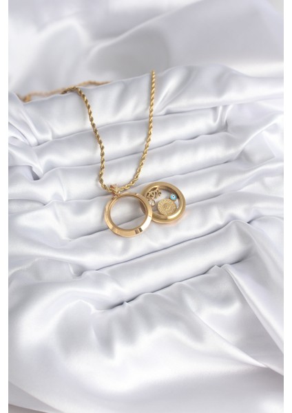 316L Çelik Gold Renk Açılabilir Fanus Model Kadın Kolye - TJ-BKO8235