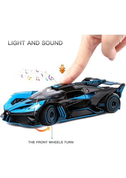 Bugatti Için Oyuncak Araba Modeli 1:24 Bugatti Bolide Alaşımlı Pres Döküm Araba Oyuncak ile Işıklar ve Müzik ile Uyumlu, Geri Çekin Araba Oyuncakları Çocuklar Için Erkek Kız Hediye (Yurt Dışından)