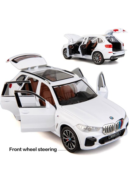 1:24 Bmw X5 Suv Model Araba Oyuncak Için Uyumlu, Çinko Alaşım Geri Çekin Oyuncak Araba Çocuklar Için Ses ve Işık ile Erkek Kız Hediye (Beyaz) (Yurt Dışından)