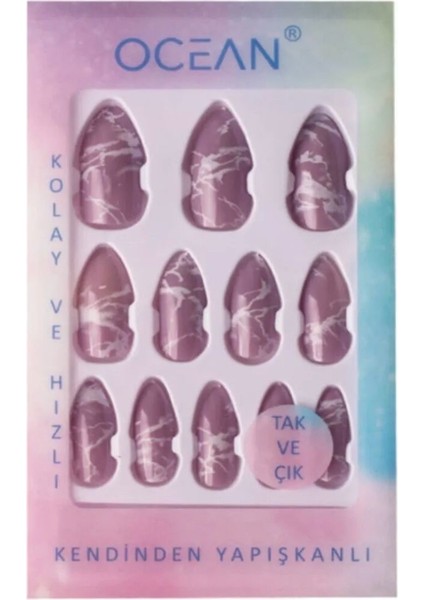 Ocean Tak ve Çık Kendinden Yapışkanlı Desenli Takma Tırnak