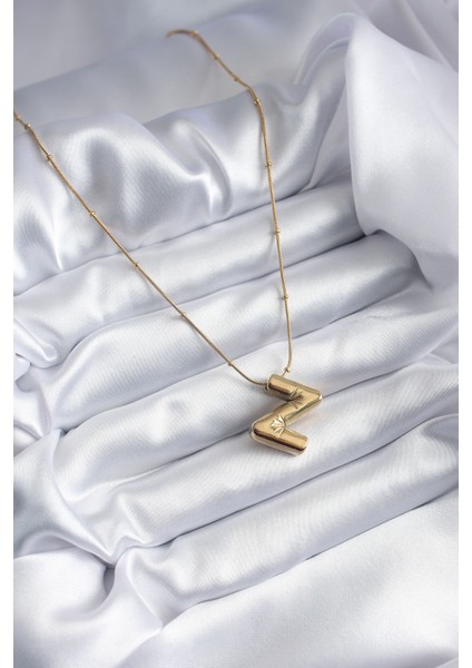 316L Çelik Gold Renk Bubble "z" Harf Model Kadın Kolye - TJ-BKO7956
