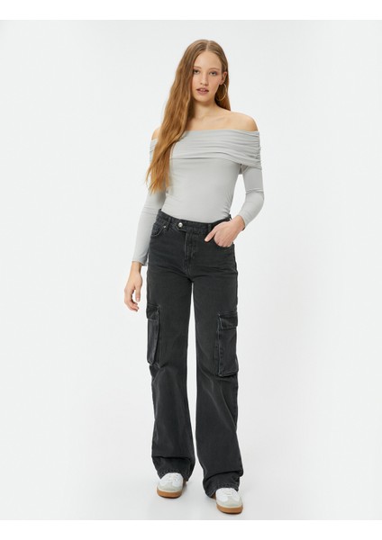 Madonna Yaka Tişört Uzun Kollu Viskoz Kumaş Slim Fit fiyatları