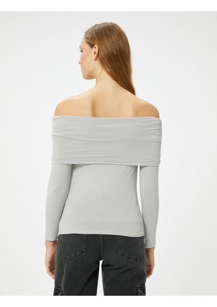 Madonna Yaka Tişört Uzun Kollu Viskoz Kumaş Slim Fit fırsatları