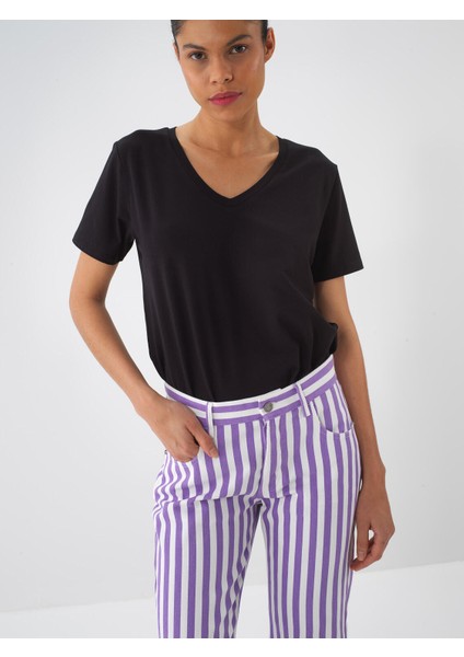 V Yaka Regular Fit Modal Basic Tişört