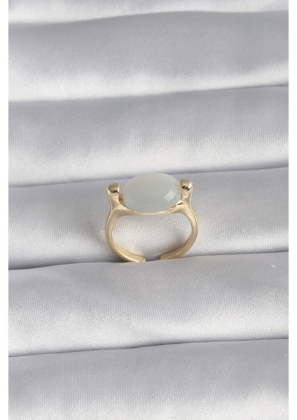 Pirinç Gold Renk Sedefli Kadın Yüzük - TJ-BYK3011