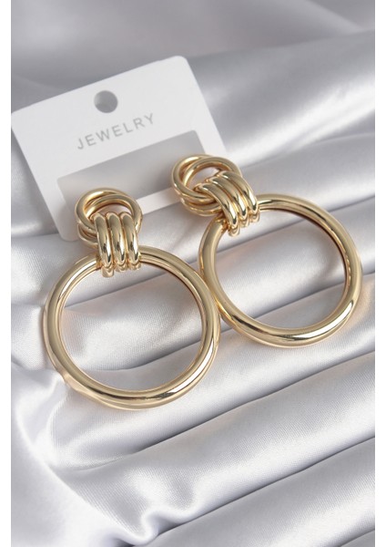 Pirinç Gold Renk Düğüm Halka Model Kadın Küpe - TJ-BKP8456