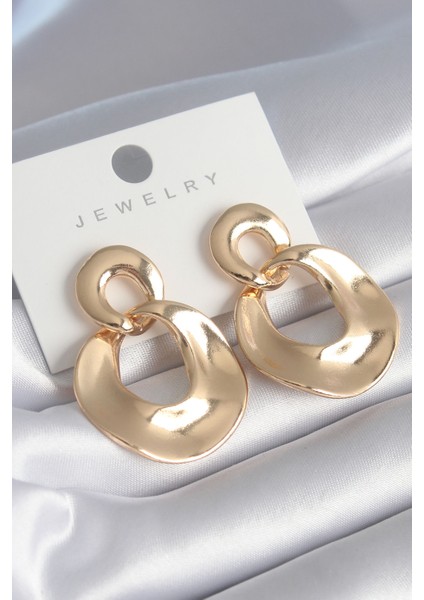 Pirinç Gold Renk Halka Model Kadın Küpe - TJ-BKP8468