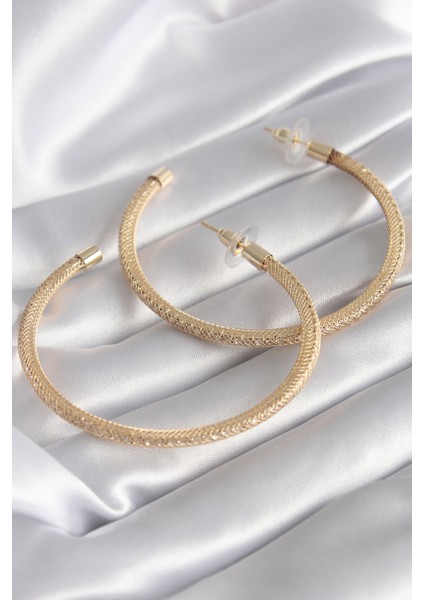 Pirinç Gold Renk Hasır Halka Model Zirkon Taş Detay Kadın Küpe - TJ-BKP8502 fiyatları