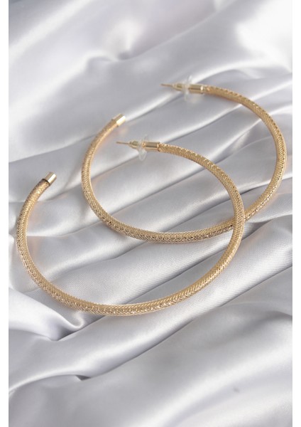 Pirinç Gold Renk Hasır Halka Model Zirkon Taş Detay Kadın Küpe - TJ-BKP8505 fiyatları