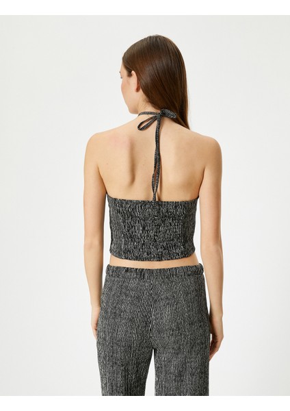 Boyundan Bağlamalı Crop Atlet Slim Fit