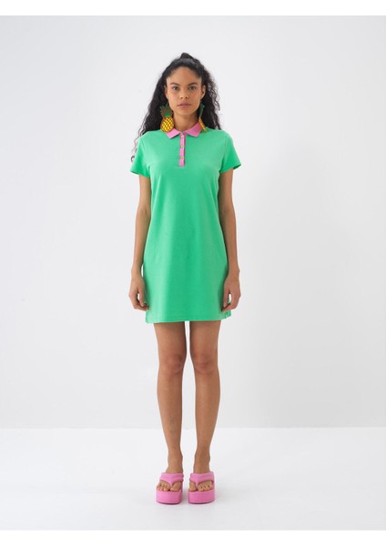 Polo Yaka %100 Pamuk Regular Fit Mini Elbise