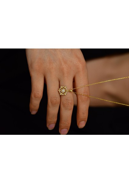 Zirkon Taşlı Gold Kar Tanesi Gümüş Kolye fiyatları