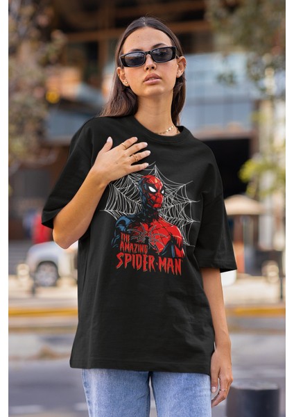 The Amazing Spider-Man Yazılı T-Shirt Unisex Oversize Örümcek Adam Baskılı T-Shirt