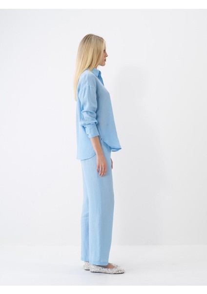 %100 Keten Beli Lastikli Regular Fit Pantolon modelleri