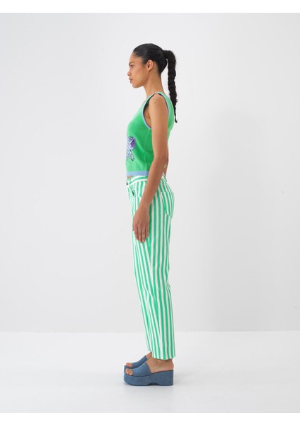 %100 Pamuk Regular Fit Çizgili Pantolon