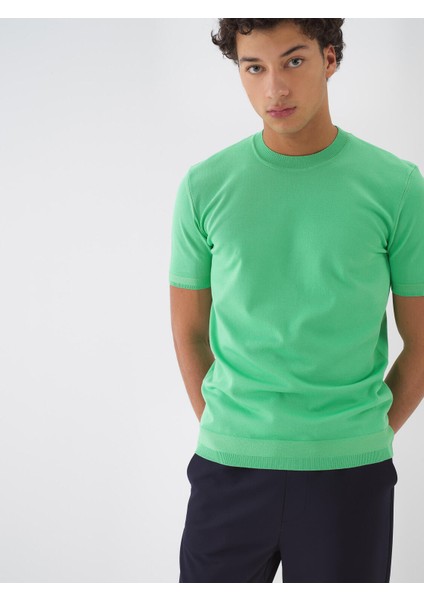 Bisiklet Yaka Regular Fit Basic Kazak