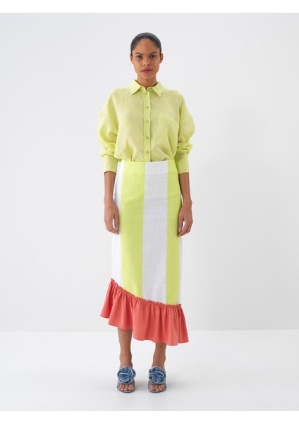 %100 Keten Oversize Basic Gömlek