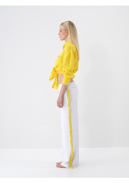 %100 Keten Oversize Basic Gömlek