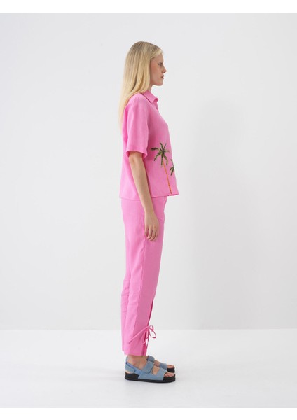 %100 Keten Regular Fit Pantolon