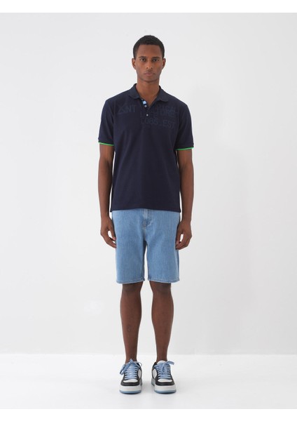 Polo Yaka %100 Pamuk Regular Fit Baskılı Tişört