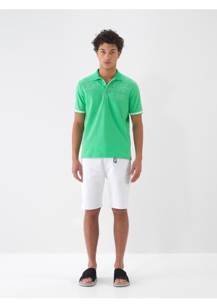 Polo Yaka %100 Pamuk Regular Fit Baskılı Tişört