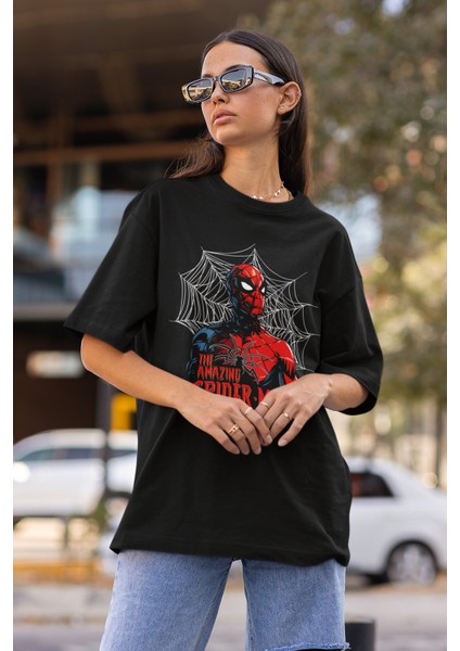 The Amazing Spider-Man Yazılı T-Shirt Unisex Oversize Örümcek Adam Baskılı T-Shirt fiyatları