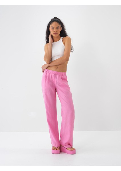 %100 Keten Beli Lastikli Regular Fit Pantolon fiyatları