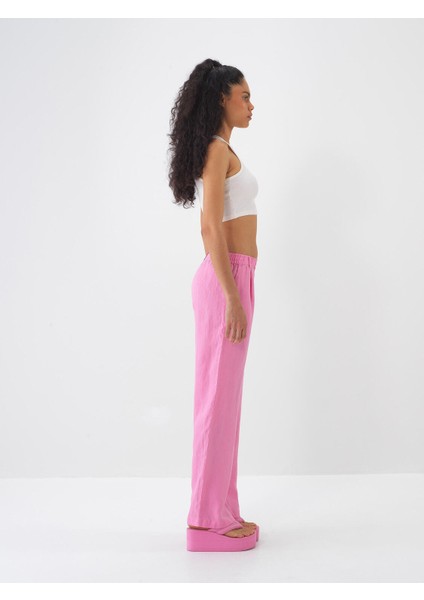 %100 Keten Beli Lastikli Regular Fit Pantolon modelleri