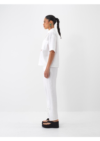 %100 Keten Regular Fit Pantolon