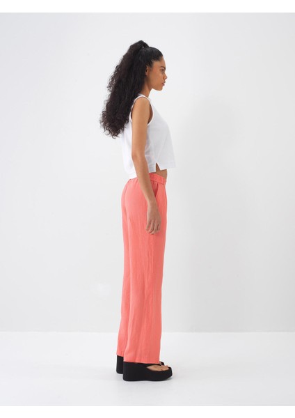 %100 Keten Beli Lastikli Regular Fit Pantolon modelleri