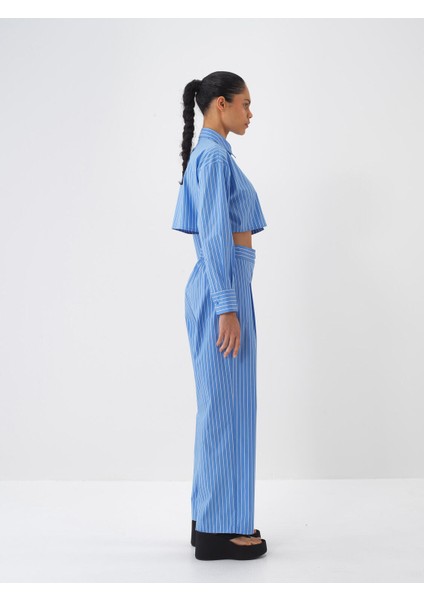 Pamuklu Regular Fit Çizgili Crop Gömlek