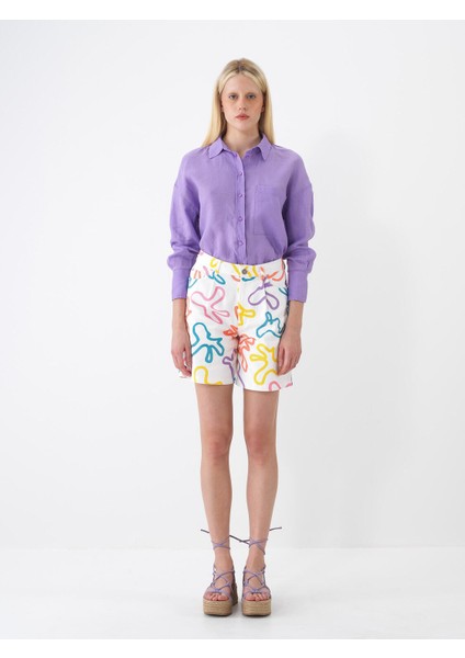 %100 Keten Oversize Basic Gömlek