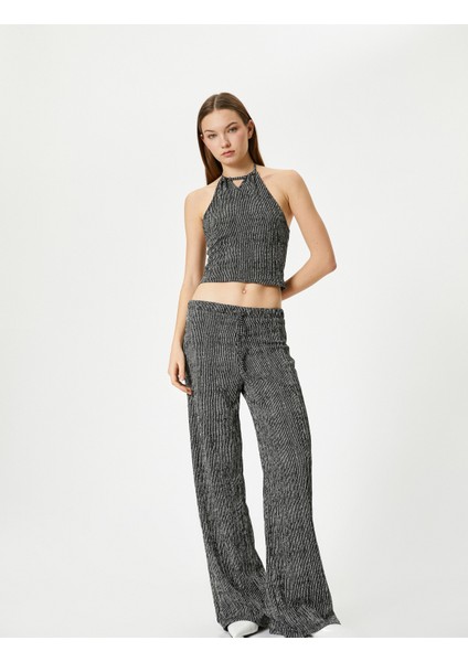 Boyundan Bağlamalı Crop Atlet Slim Fit