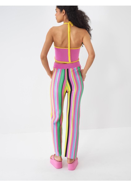 %100 Pamuk Regular Fit Çizgili Triko Pantolon fiyatları