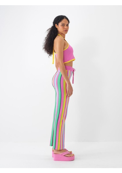 %100 Pamuk Regular Fit Çizgili Triko Pantolon modelleri