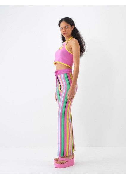 %100 Pamuk Regular Fit Çizgili Triko Pantolon fırsatları